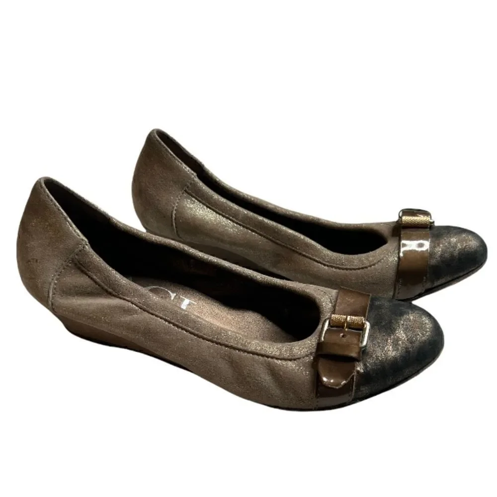 Attilio Giusti Leombuni size 37.5 EU 7 US leopard cap toe mini wedge slip ons